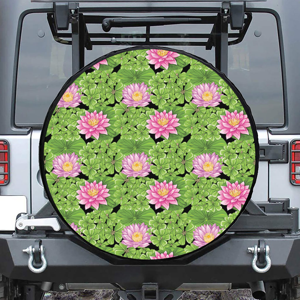 Cute Water Lily Pattern Print Tire Cover