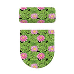 Cute Water Lily Pattern Print Toilet Lid And Tank Cover Set