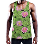 Cute Water Lily Pattern Print Training Tank Top