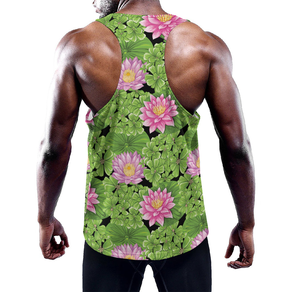 Cute Water Lily Pattern Print Training Tank Top
