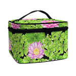 Cute Water Lily Pattern Print Travel Makeup Bag