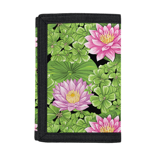 Cute Water Lily Pattern Print Trifold Wallet