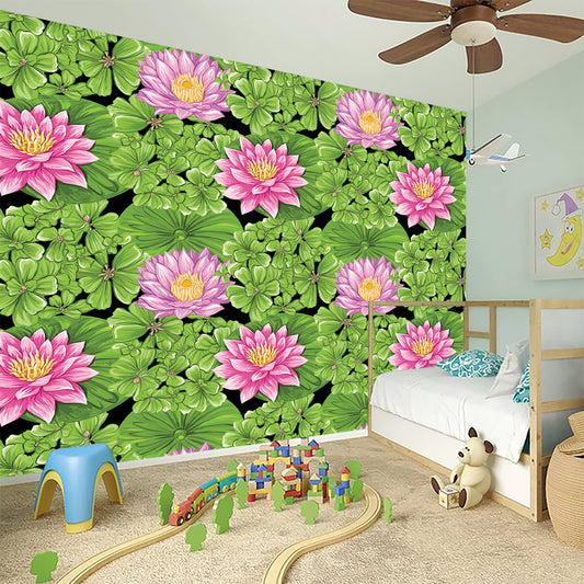 Cute Water Lily Pattern Print Wall Sticker