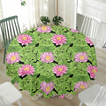 Cute Water Lily Pattern Print Waterproof Round Tablecloth