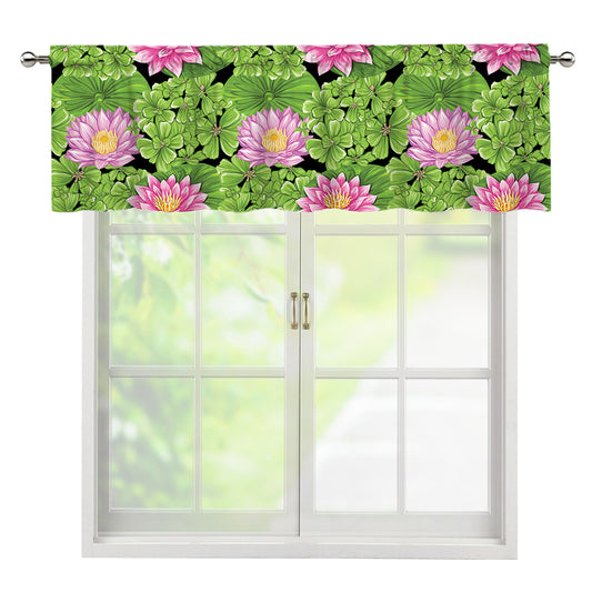 Cute Water Lily Pattern Print Window Valance