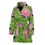 Cute Water Lily Pattern Print Women's Bathrobe