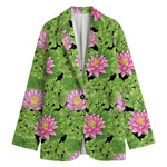 Cute Water Lily Pattern Print Women's Blazer