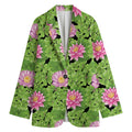 Cute Water Lily Pattern Print Women's Cotton Blazer