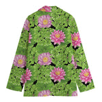Cute Water Lily Pattern Print Women's Cotton Blazer