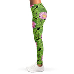 Cute Water Lily Pattern Print Women's Leggings
