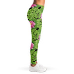 Cute Water Lily Pattern Print Women's Leggings