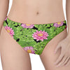 Cute Water Lily Pattern Print Women's Thong