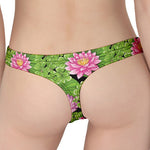 Cute Water Lily Pattern Print Women's Thong