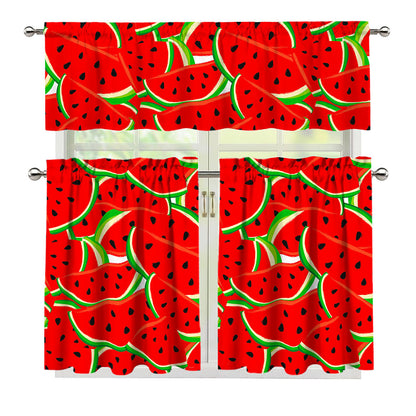 Cute Watermelon Pieces Pattern Print 3 Piece Kitchen Curtains