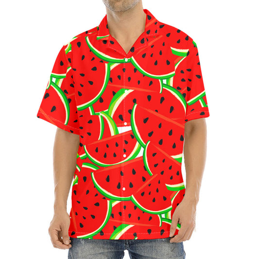Cute Watermelon Pieces Pattern Print Aloha Shirt