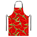 Cute Watermelon Pieces Pattern Print Bib Apron With Pocket