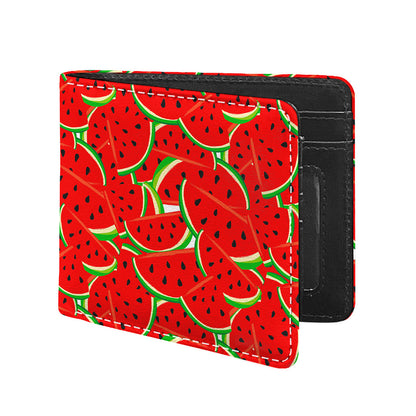 Cute Watermelon Pieces Pattern Print Bifold Wallet