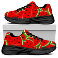 Cute Watermelon Pieces Pattern Print Black Chunky Shoes