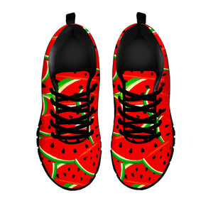 Cute Watermelon Pieces Pattern Print Black Running Shoes