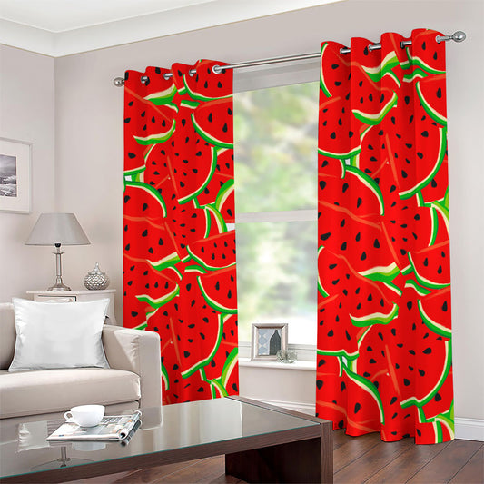 Cute Watermelon Pieces Pattern Print Blackout Grommet Curtains