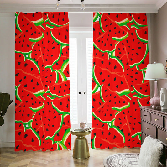 Cute Watermelon Pieces Pattern Print Blackout Pencil Pleat Curtains