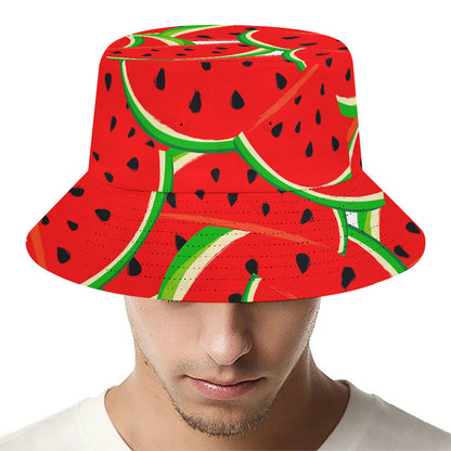 Cute Watermelon Pieces Pattern Print Bucket Hat
