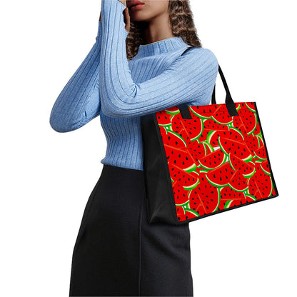 Cute Watermelon Pieces Pattern Print Canvas Tote Bag