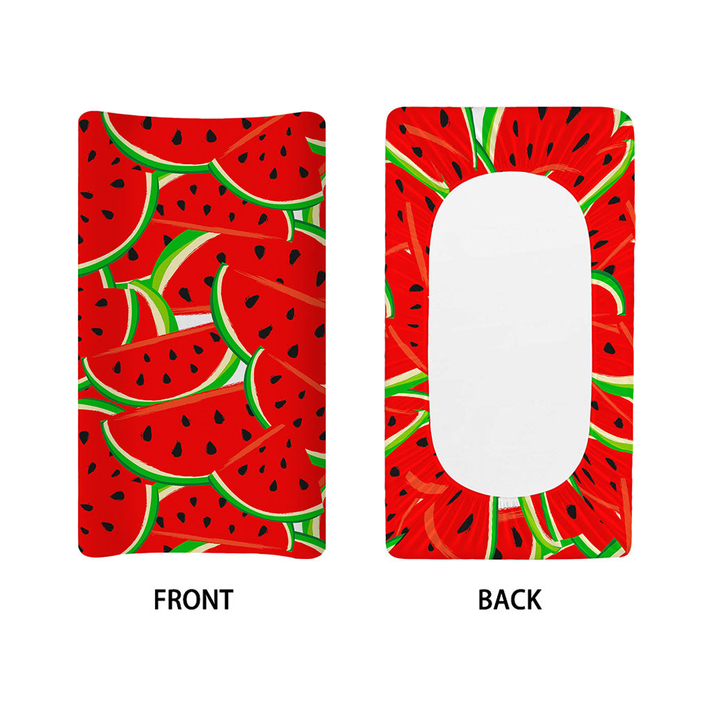 Cute Watermelon Pieces Pattern Print Changing Pad Cover