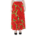 Cute Watermelon Pieces Pattern Print Chiffon Maxi Skirt