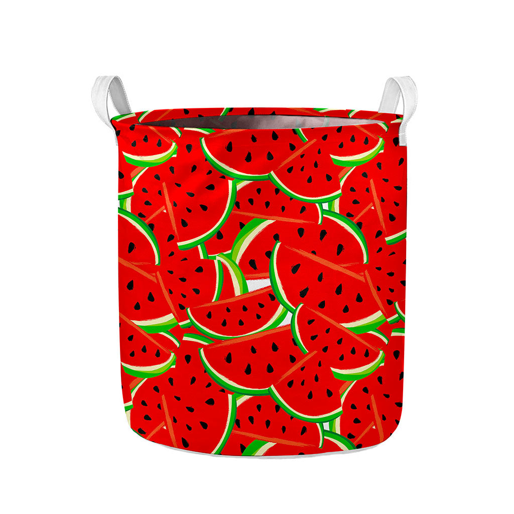 Cute Watermelon Pieces Pattern Print Collapsible Laundry Basket