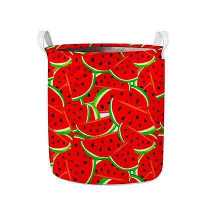 Cute Watermelon Pieces Pattern Print Collapsible Laundry Basket
