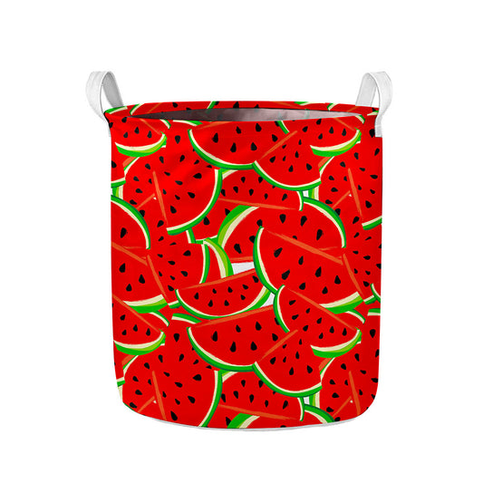 Cute Watermelon Pieces Pattern Print Collapsible Laundry Basket