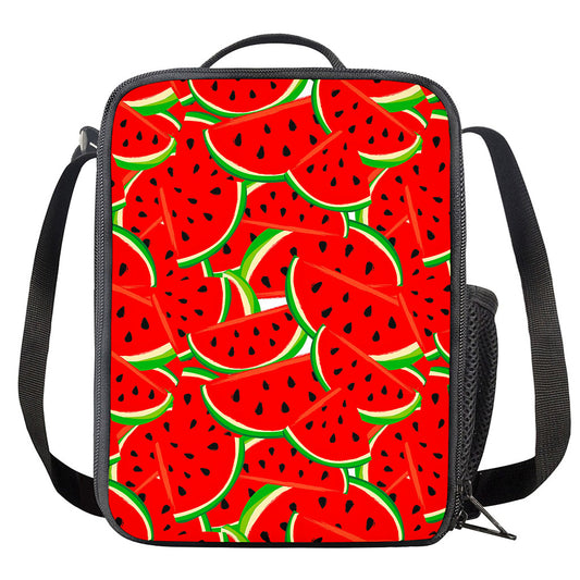 Cute Watermelon Pieces Pattern Print Crossbody Lunch Bag