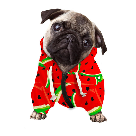 Cute Watermelon Pieces Pattern Print Dog Zip Up Hoodie