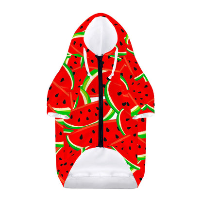 Cute Watermelon Pieces Pattern Print Dog Zip Up Hoodie