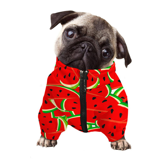 Cute Watermelon Pieces Pattern Print Dog Zip Up Jacket