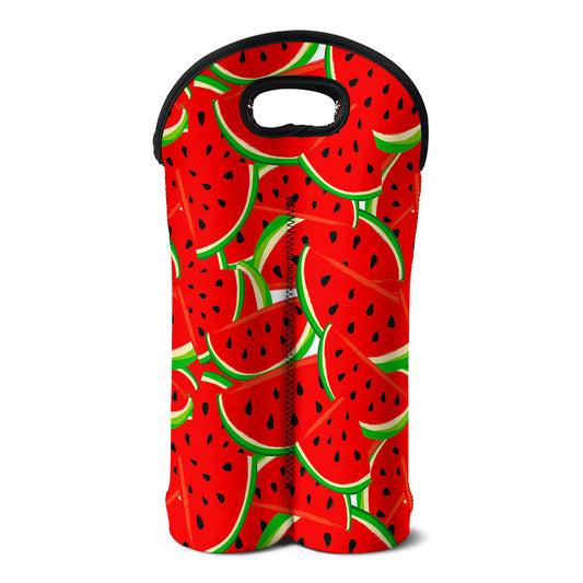 Cute Watermelon Pieces Pattern Print Double Neoprene Wine Tote