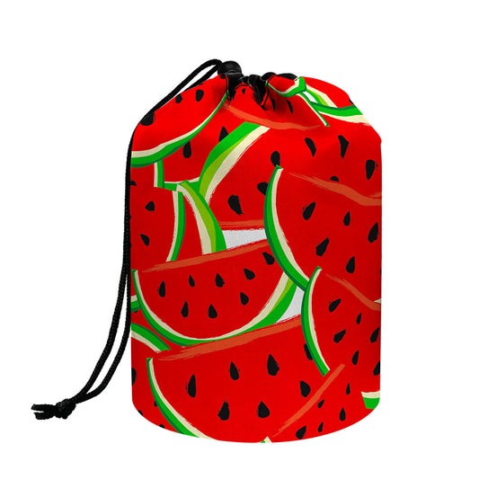Cute Watermelon Pieces Pattern Print Drawstring Makeup Bag