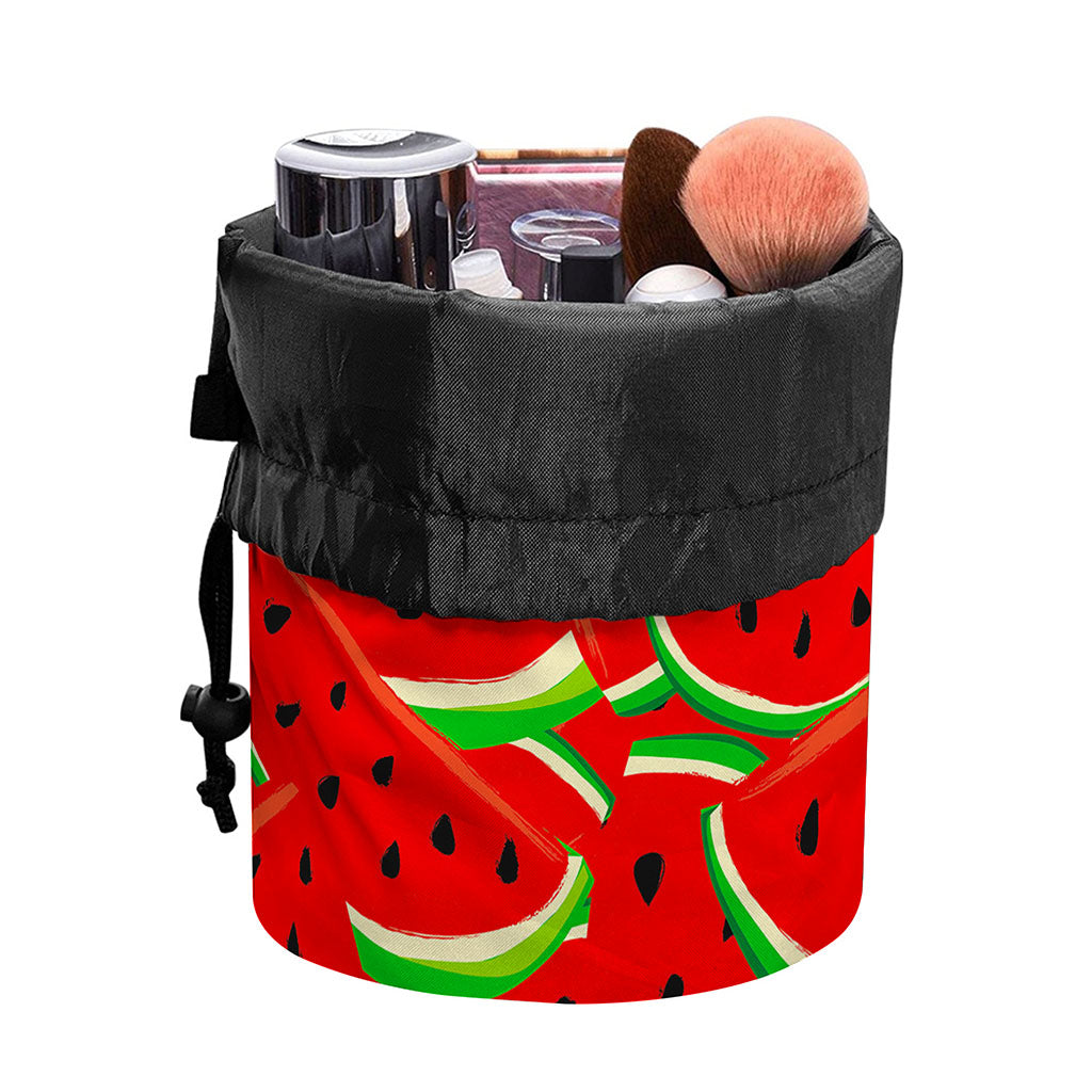 Cute Watermelon Pieces Pattern Print Drawstring Makeup Bag