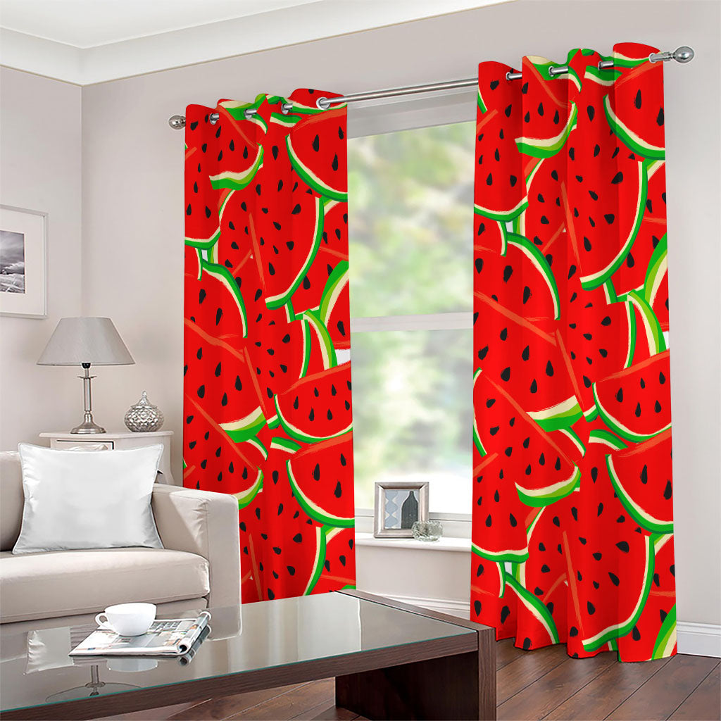 Cute Watermelon Pieces Pattern Print Extra Wide Grommet Curtains