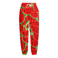 Cute Watermelon Pieces Pattern Print Fleece Lined Knit Pants