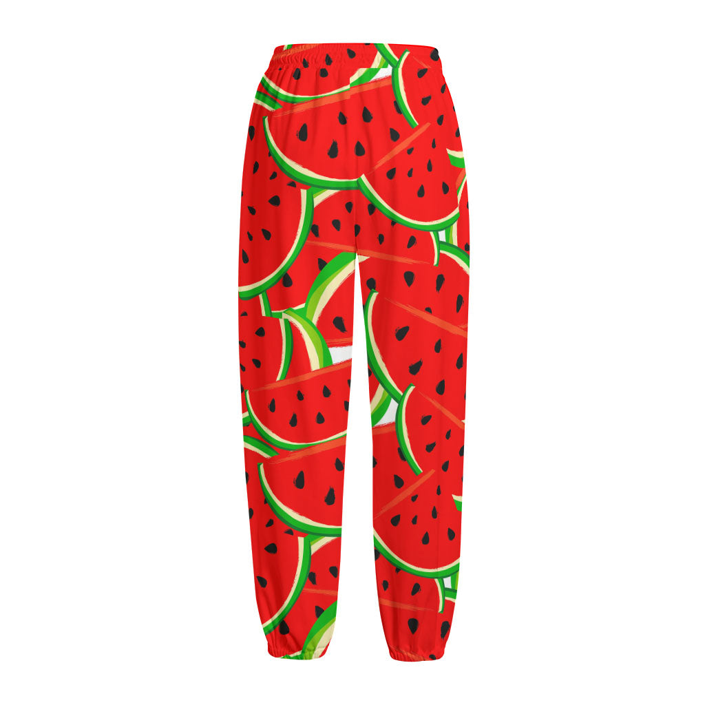 Cute Watermelon Pieces Pattern Print Fleece Lined Knit Pants