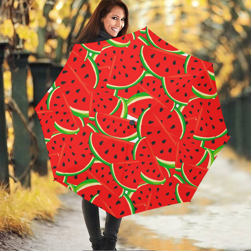 Cute Watermelon Pieces Pattern Print Foldable Umbrella
