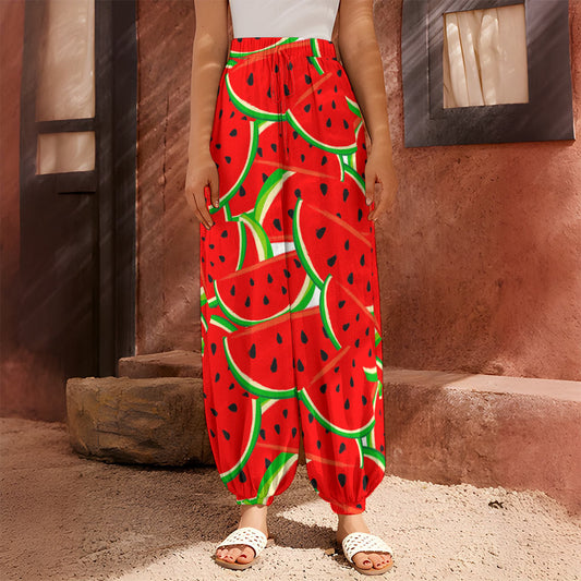 Cute Watermelon Pieces Pattern Print Harem Pants