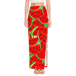 Cute Watermelon Pieces Pattern Print High Slit Maxi Skirt