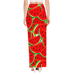 Cute Watermelon Pieces Pattern Print High Slit Maxi Skirt