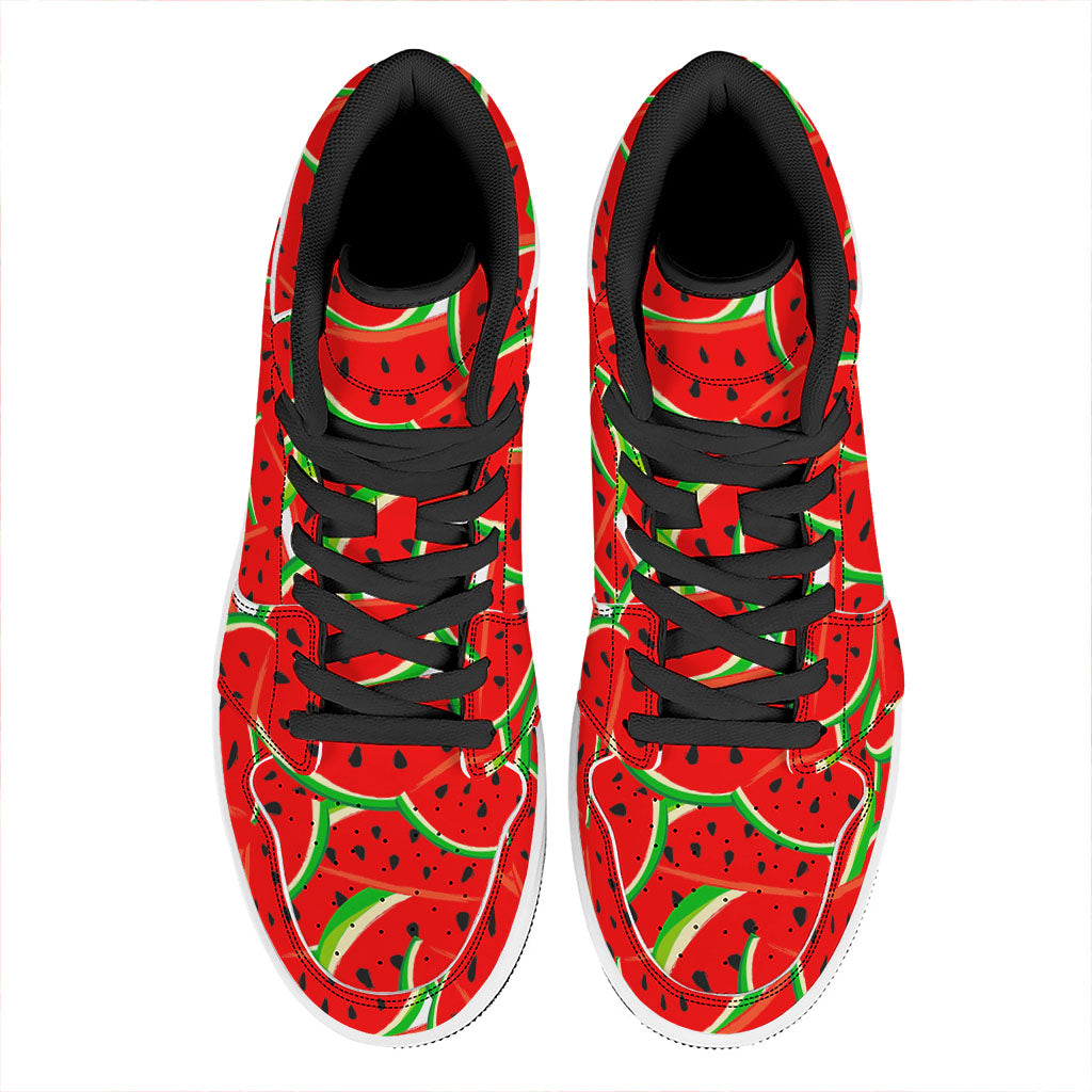 Cute Watermelon Pieces Pattern Print High Top Leather Sneakers