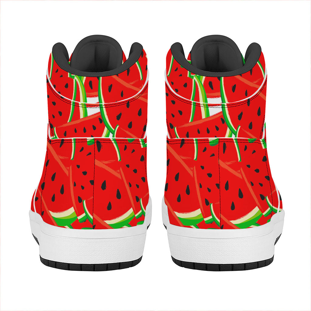 Cute Watermelon Pieces Pattern Print High Top Leather Sneakers