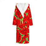 Cute Watermelon Pieces Pattern Print Hooded Bathrobe
