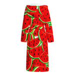 Cute Watermelon Pieces Pattern Print Hooded Bathrobe